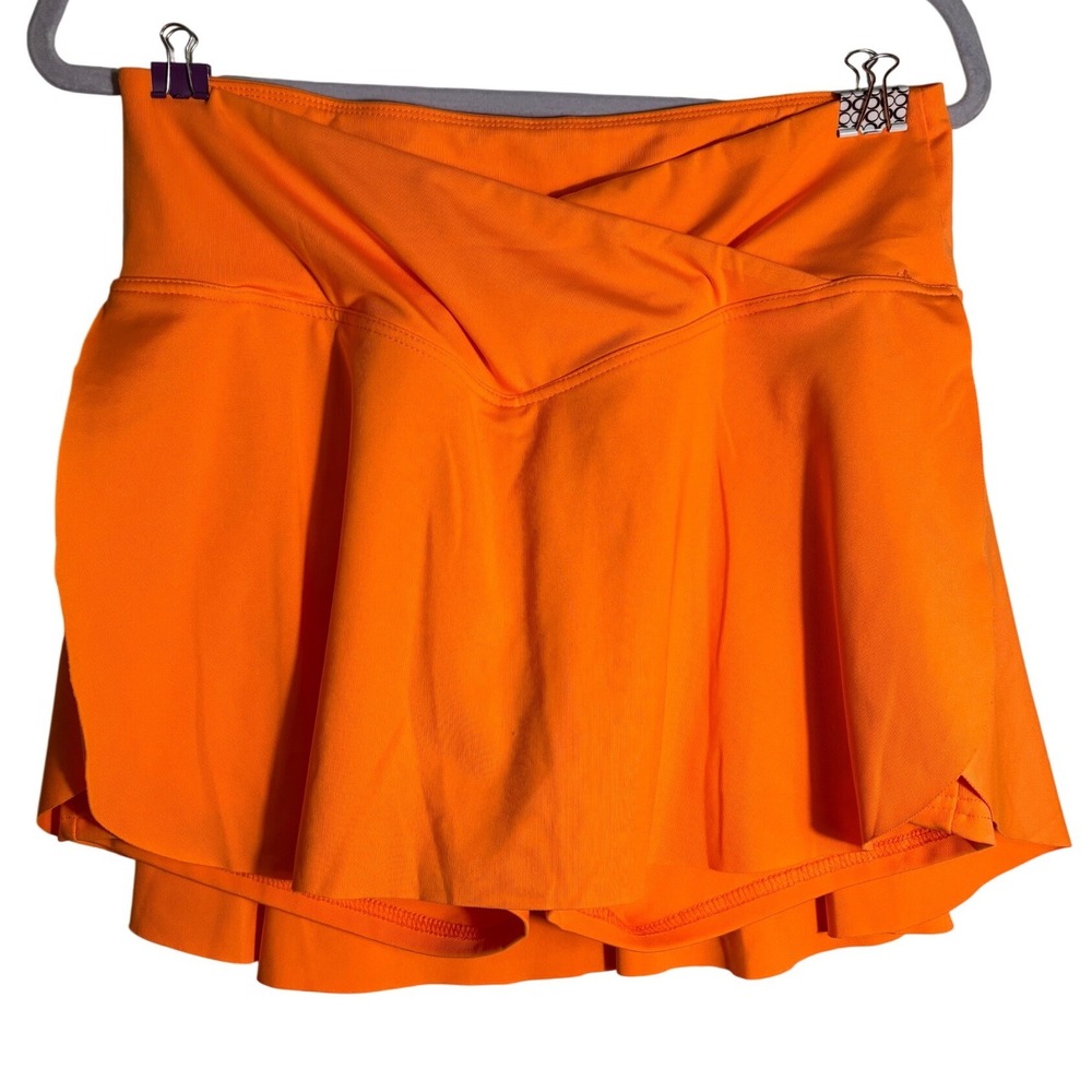 Neon Orange Crossover High Waisted Athletic Tennis Skort Size L
